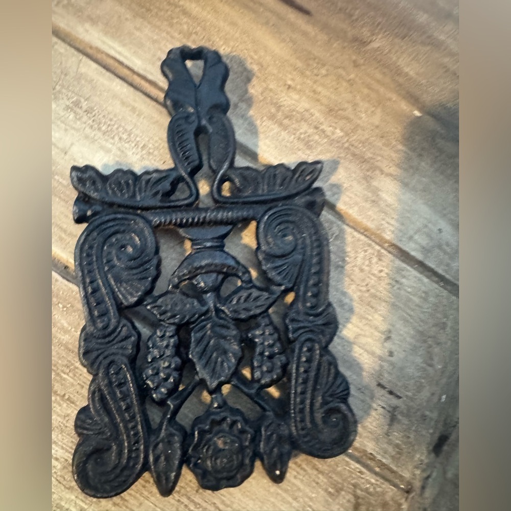 Ornate Black Cast Iron Trivet